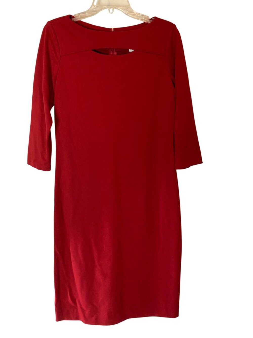 Doncaster Red Sheath Dress Womens Knee Length 3/4 Sleeve Size 6